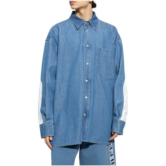 NWT MM6 Maison Margiela Blue Denim Shirt Contrast Oversized Size Small - Picture 2 of 14